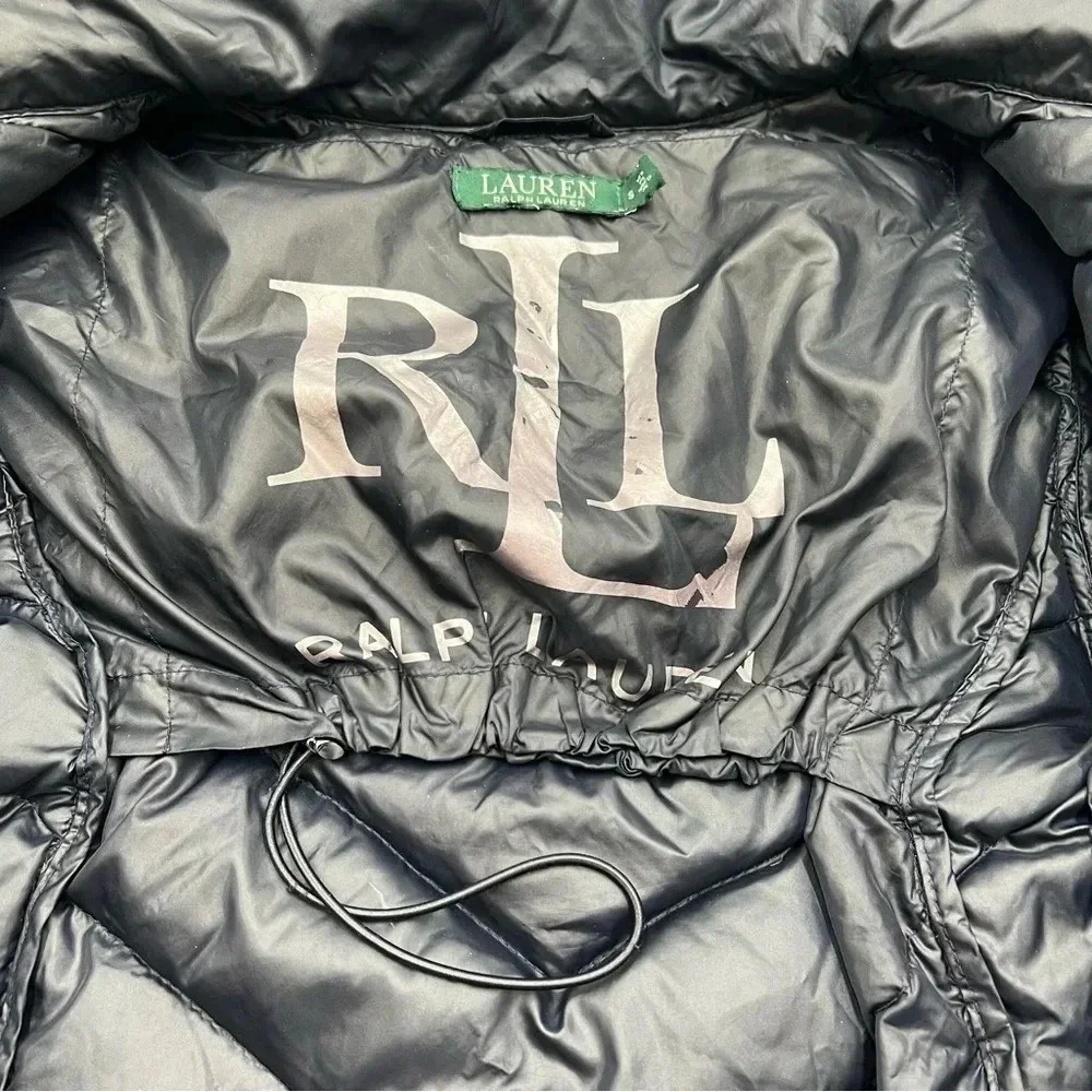 RALPH‎ LAUREN Woman’s S Quilted Hooded Packable DOWN Jacket Coat Puffer Black